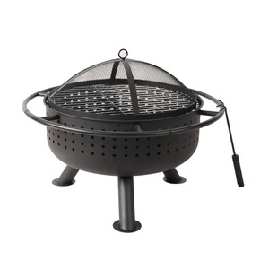 Outdoor Fire Pit Charcoal Grill 30 Inch With Lid For Patio BBQ Cooking And Heating - Product Image 2