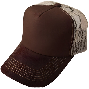 Brown Mesh Trucker Cap 6-Panel Adjustable Unisex Casual <b>Hat</b> Spring <b>Summer</b> Solid Color - Product Image 1