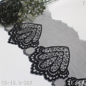 Accessori per abiti da donna Florla <span class=keywords><strong>bianco</strong></span> nero Tulle ricamato pizzo africano rifiniture 21cm grande fiore pizzo per abito da donna - Product Image 1