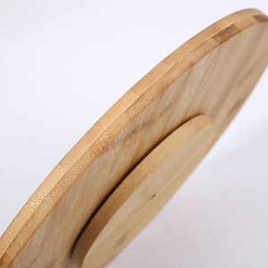 Plateau tournant en bambou, plateau rond en bois pour la présentation de desserts et de fruits, usage hôtelier et restaurant - Product Image 3
