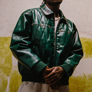 Custom High Quality Fashion Waterproof <strong>Leather</strong> Bomber <strong>Jacket</strong> For <strong>Men</strong> Plus Size Features Letter Pattern