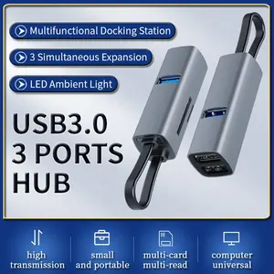 Ricevitore di trasferimento dati HUB USB C USB 3.0 di nuovo design in alluminio all'ingrosso della fabbrica 3.0 + 2.0 HUB a 3 porte per Mac Pro PC