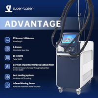 Machine d'épilation laser professionnelle 2026 à double longueur d'onde 755nm 1064nm Alexandrite Nd YAG, grande spotte de 24mm
