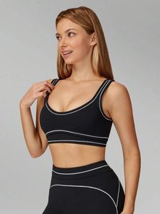 Soutien-gorge de sport pour <span class=keywords><strong>femme</strong></span> FH à haute élasticité, idéal pour un port décontracté, sensation seconde peau, respirant, confortable, colorblock, sans armatures, dos en U - Product Image 3
