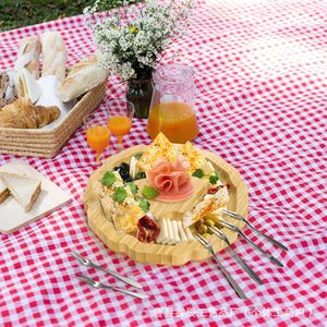 Bamboo Cheese Board <b>Round</b> <b>Serving</b> <b>Tray</b> For Appetizers And Fruit Wood Plate Simple Style - Product Image 3