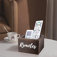 Boîte de rangement carrée en bois pour télécommandes, organiseur de bureau pour télécommandes, stylos, maison, salon, table