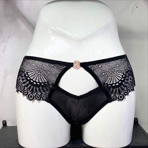 Designer's New Sexy Lingerie Lace Embroidery Hollowed <b>V</b>-Ring Buckle Bow Women's G-<b>String</b> Underwear Knitted Seamless Breathable - Product Image 5