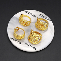 Bagues en laiton plaqué or 24 carats Jxx Fashion avec zircon, motif cœur minimaliste, texture géométrique épaisse, étanches, motif vague océanique, classiques, vente en gros