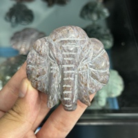 Vente en gros : Sculpture de tête d'éléphant en Jaspe Océanique Naturel, Ornement en Pierre Brute, Sculpture Animale en Cristal de Luxe, Objet de Collection, Décoration d'Intérieur Feng Shui