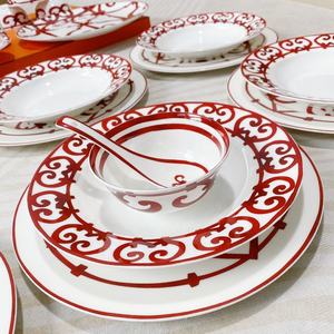 Vajilla de Porcelana China Roja de Alta Calidad Europea y Plato de Porcelana para Cena - Product Image 6