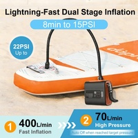Pompe à air rechargeable pour planche à pagaie gonflable 22 PSI haute pression, pompe SUP intelligente à double étage de gonflage et dégonflage, arrêt automatique