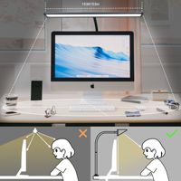 Lampe de bureau LED 12w contrôle tactile luminosité réglable col de cygne pince d'architecte avec adaptateur USB lampe