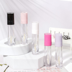 Tige de brosse transparente à anneau moyen avec bouchon à vis Bouteille de glaçure à lèvres rose blanc Tube de brillant à lèvres en stock de 6ml - Product Image 3