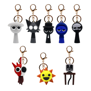 QQ Oferta especial Llavero popular de caja de ritmos Sprunki Wenda Sprunky Juego Incredibox Llavero de goma gris con - Product Image 3