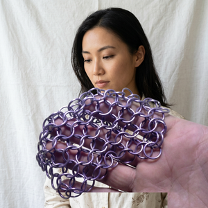 Purple Steel Chainmail Hand Guard Circular Welded Metal Craft Art Armor Collectible Modern Irregular Shape Electroplated - Product Image 1