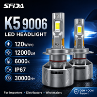 Fabricant en gros de phares LED pour voitures SFIDA K5, ampoule haute puissance 9006 LED 120W 12000LM haute puissance IP67 9-16V