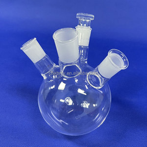 Réacteur en quartz transparent haute température, flacon à trois collets, récipient de réaction chauffant en silice, test de <span class=keywords><strong>catalyse</strong></span> en laboratoire, silice à 99,99% - Product Image 1