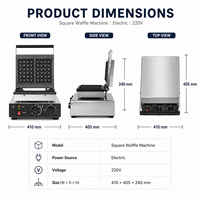 Máquina de Waffles Comercial, 220V, Eléctrica, de Acero Inoxidable, Antiadherente, con Control de Tiempo, para Cafetería y Panadería