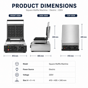 Máquina de Waffles Comercial, 220V, Eléctrica, de Acero Inoxidable, Antiadherente, con Control de Tiempo, para Cafetería y Panadería - Product Image 3
