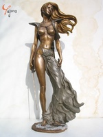 Estatuas de Mujeres Desnudas Sensuales en Bronce, Diseño Personalizado, Hermosa Escultura de Guerrera Desnuda en Latón, Arte Metálico, Artesanía de Tamaño Real