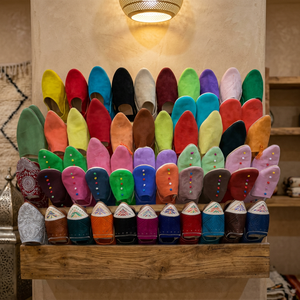 Mules plates en cuir véritable brodé pour femme, motif géométrique, bout pointu, doublure en coton, été, hiver, printemps - Product Image 1