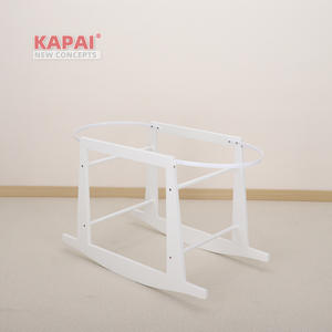 Support de <span class=keywords><strong>berceau</strong></span> à bascule en bois blanc, cadre compact avec anneau métallique incurvé, base à bascule stable pour <span class=keywords><strong>berceau</strong></span> de nouveau-né - Product Image 2