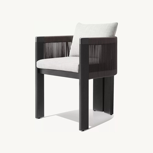 Ensemble de salle à manger moderne en aluminium et corde pour patio extérieur ou mobilier de jardin d'hôtel avec chaise et table en métal pour usage en cour - Product Image 2