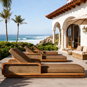 Chaise longue d'extérieur moderne pour villa, chaise longue confortable en teck pour hôtel, chaise longue de piscine pour complexe hôtelier, mobilier de plage - Product Image 1