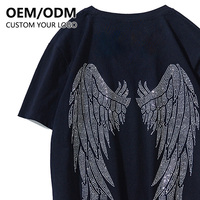 Herenshirt van katoen, effen, met glitter, bling, glans, op maat gemaakt patroon, hotfix strass steentjes, korte mouwen, ademend, casual