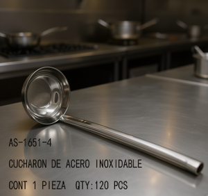 Mestolo in acciaio inox, diametro 8 cm, lunghezza 34 cm, finitura lucida, per uso domestico e industriale - Product Image 2