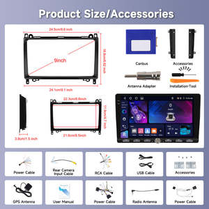 Lecteur DVD de voiture pour Mercedes-Benz B200 2008-2011 9'' <span class=keywords><strong>4</strong></span>+64G <span class=keywords><strong>Autoradio</strong></span> pour voiture sans fil CarPlay/Android Auto Clavier piano GPS WIFI - Product Image 4