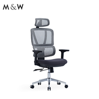 M & W Chaises de bureau d'ordinateur ergonomiques pivotantes à dossier haut populaires avec appui-tête réglable Chaises de bureau fonctionnelles
