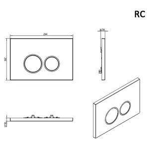 Bouton-poussoir noir mat à double plaque encastrée en plastique ABS avec anneau chromé