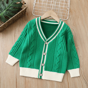 Cardigan pour enfants à manches longues, couleur unie, tricot, vêtements pour bébé, chandails chauds pour filles - Product Image 2