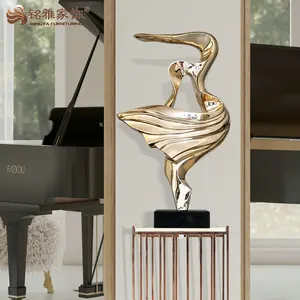 Modern home decoration ornament custom resin craft electroplated abstract large statue for hotel