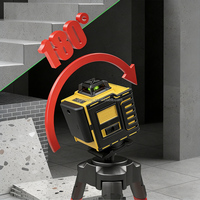 Niveau laser rotatif 4D à faisceau vert, qualité industrielle et bricolage, auto-nivelant 360° et vertical 16 lignes avec fonction de geste manuel