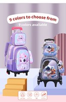 Sac à roulettes scolaire 3-en-1 populaire pour enfants, motif dessin animé, respirant, imperméable, avec sac à déjeuner inclus