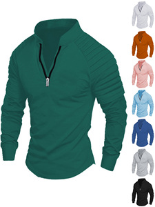 Abbigliamento sportivo estivo da uomo per il commercio transfrontaliero europeo e americano, con righe verticali, colletto con cerniera elastica, taglia <span class=keywords><strong>L</strong></span> - Product Image 1