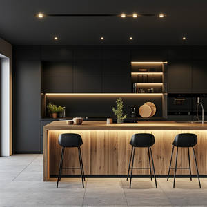 CBMMART Armoires de cuisine modernes en bois massif, chêne, hêtre, design 3D personnalisé de taille exceptionnelle avec îlot cascade - Product Image 4