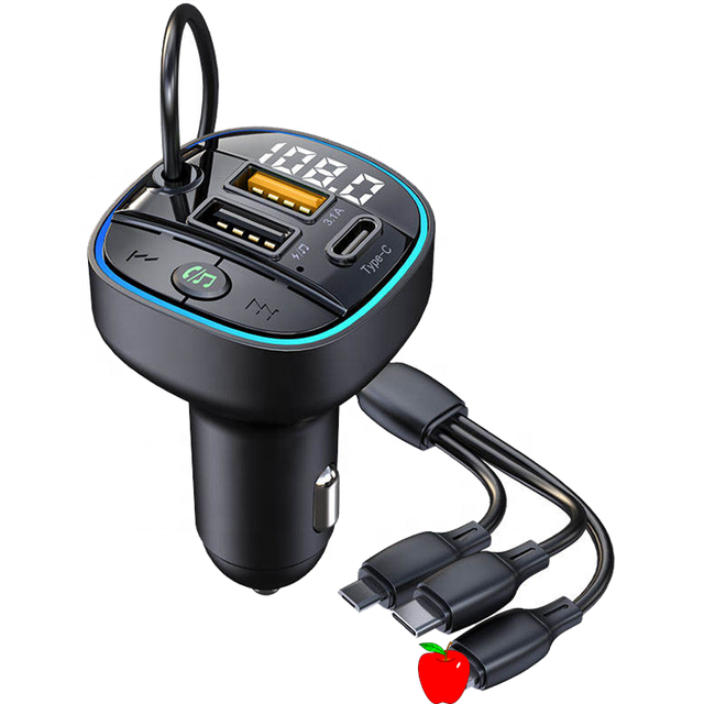 Dual USB Type c with Charging Cable Fm Radio Transmitter Modulator bluetooth Fm Transmitter for Car Mp3 Player bluetooth Car Kit