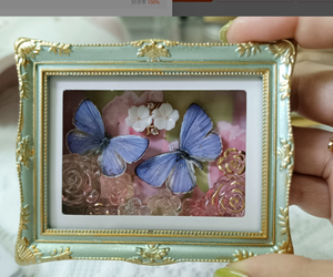 OUHONG DIY Cadre flottant aimanté pour réfrigérateur, Décoration artisanale magnétique avec papillons, coquillages et fleurs pressées - Product Image 5