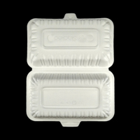 Boîte à lunch en plastique à charnière 9x6, jetable, réutilisable, écologique, en PP de qualité alimentaire, pour hamburger, noire transparente