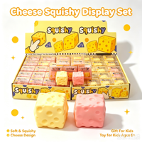 Jouet Squishy Bloc de Fromage Mignon, Doux, à l'Huile de Coco et Vaseline, Anti-Stress, Jouet Sensoriel à Presser, Simulation Alimentaire, pour Fête d'Anniversaire d'Enfants