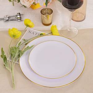 Assiettes en <span class=keywords><strong>plastique</strong></span> jetables de couleur blanche de 7,5 pouces et 10 pouces, <span class=keywords><strong>vaisselle</strong></span> dorée pour hôtels et restaurants, fête - Product Image 4