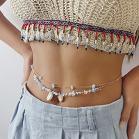 Vente en Gros Maillots de Bain Tendance pour Femme Chaîne de Ventre Sexy Perles Coquillages Chaîne de Corps Perles de Taille avec Cristaux