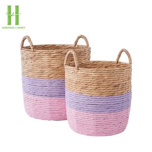 HNH Craft Direct Factory Meilleur prix Paniers de rangement personnalisables avec de nouveaux designs Panier de rangement en jacinthe d'eau en forme de rectangle - Product Image 1