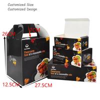 Boîtes d'emballage en papier personnalisées par le fabricant, boîtes à emporter en carton avec poignée, carton alimentaire pour emballer la poulet frit