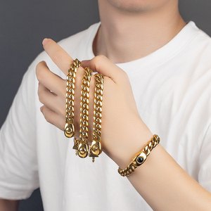 Braccialetti moda di <span class=keywords><strong>san</strong></span> <span class=keywords><strong>valentino</strong></span> 2025 bracciale in acciaio inossidabile placcato oro <span class=keywords><strong>per</strong></span> <span class=keywords><strong>uomo</strong></span> Hip-hop bracciale con zircone a catena cubana - Product Image 6