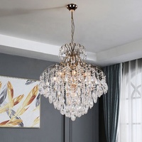 Lustre de luxe en cristal de plafond de lampe de mariage en or italienne de style moderne pour salon