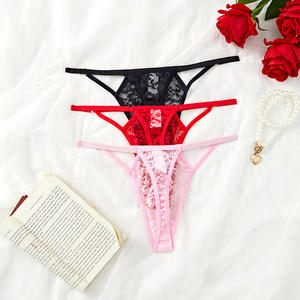 Tanga de encaje sexy para mujer, lencería de punto calada de tiro bajo - Product Image 4